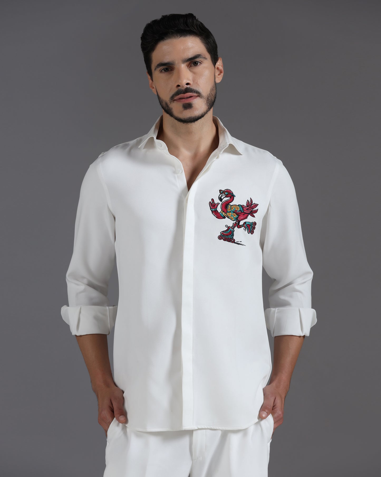 “Roller Bird” White Co-ord Set