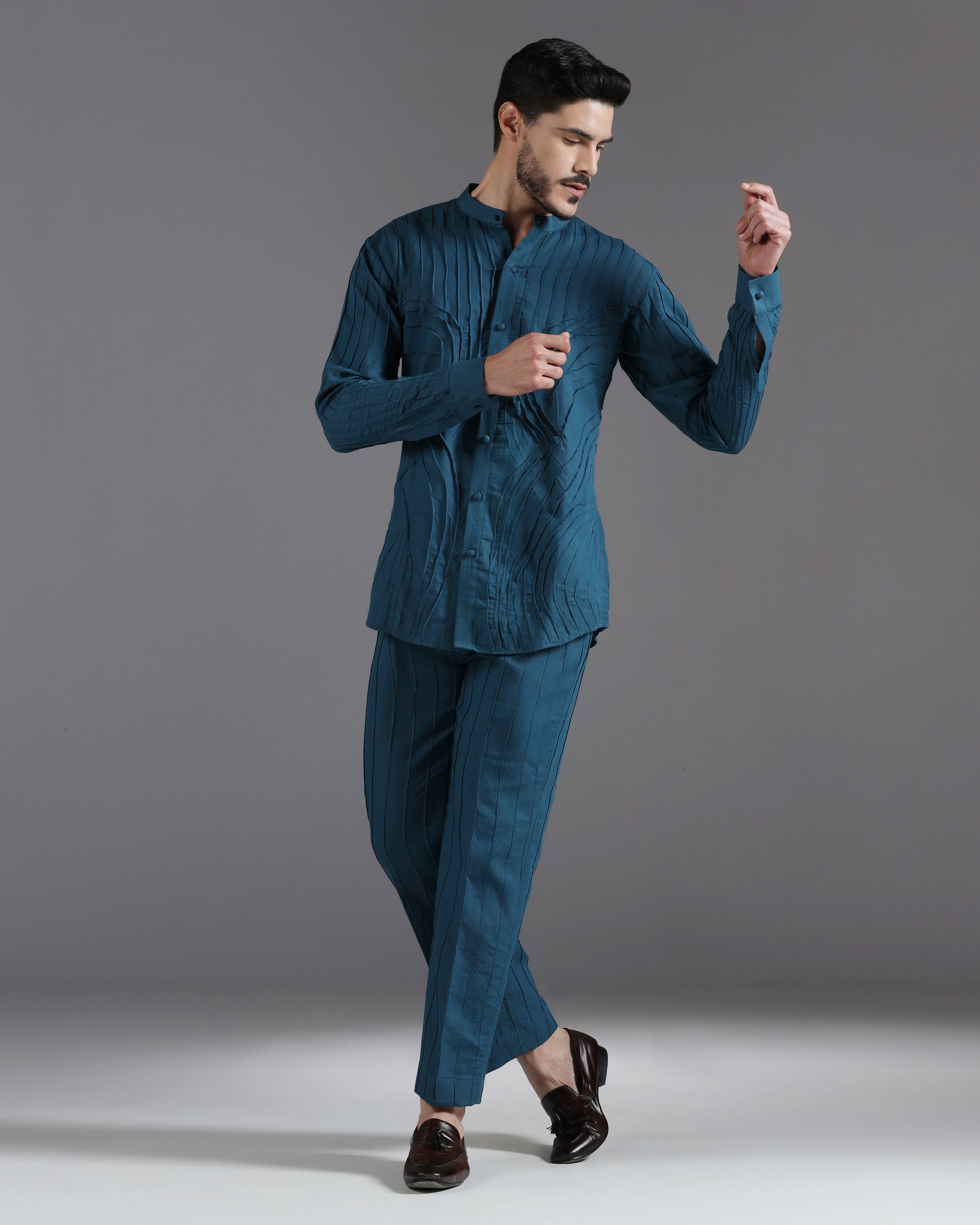 Ocean Teal Pintuck Textured Co-ord Set