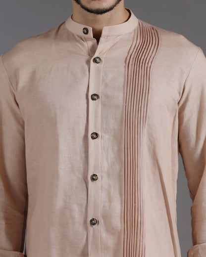 Bhavya Bhasin "Muted Maze" Pintuck Asymmetric Cotton Linen Co-ord Set