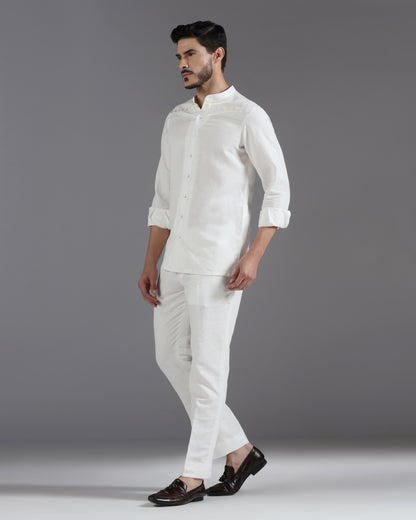 Bhavya Bhasin "Ivory Serenity" Thread-Embroidered Cotton Linen Co-ord Set