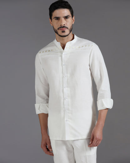 Bhavya Bhasin "Ivory Serenity" Thread-Embroidered Cotton Linen Co-ord Set