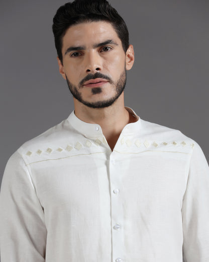 Bhavya Bhasin "Ivory Serenity" Thread-Embroidered Cotton Linen Co-ord Set