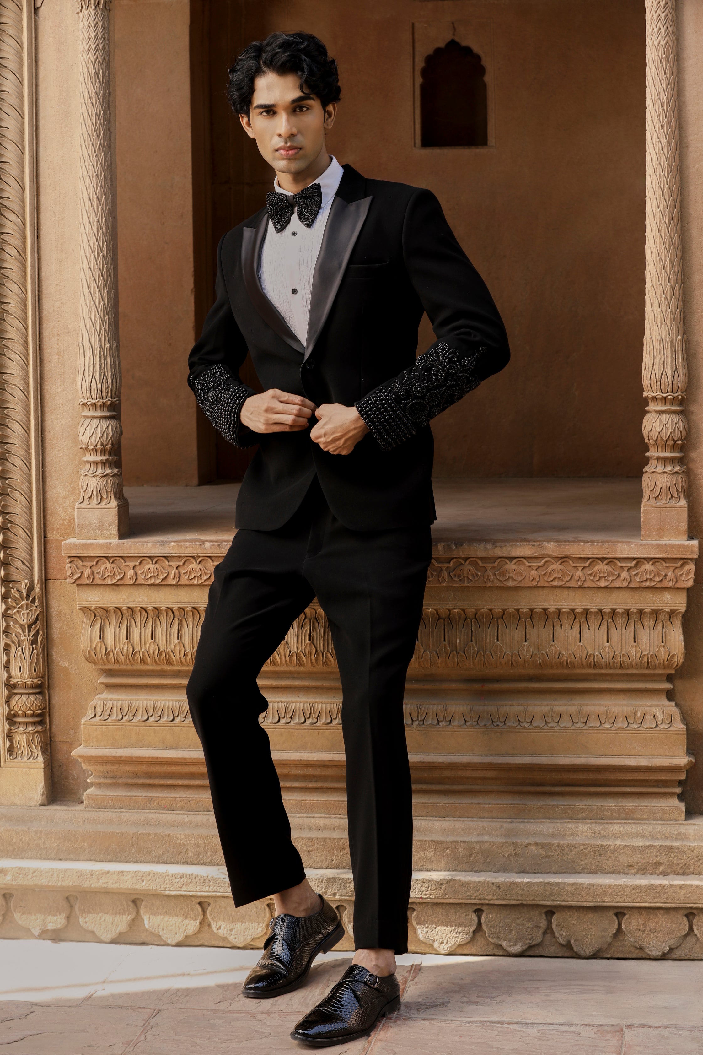 Raas “Shyam Kalā” Noir Beaded Cuff Tuxedo