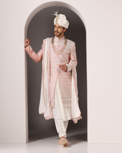 Blush and ivory elegance wedding ensemble set | Bhavya Bhasin Couture