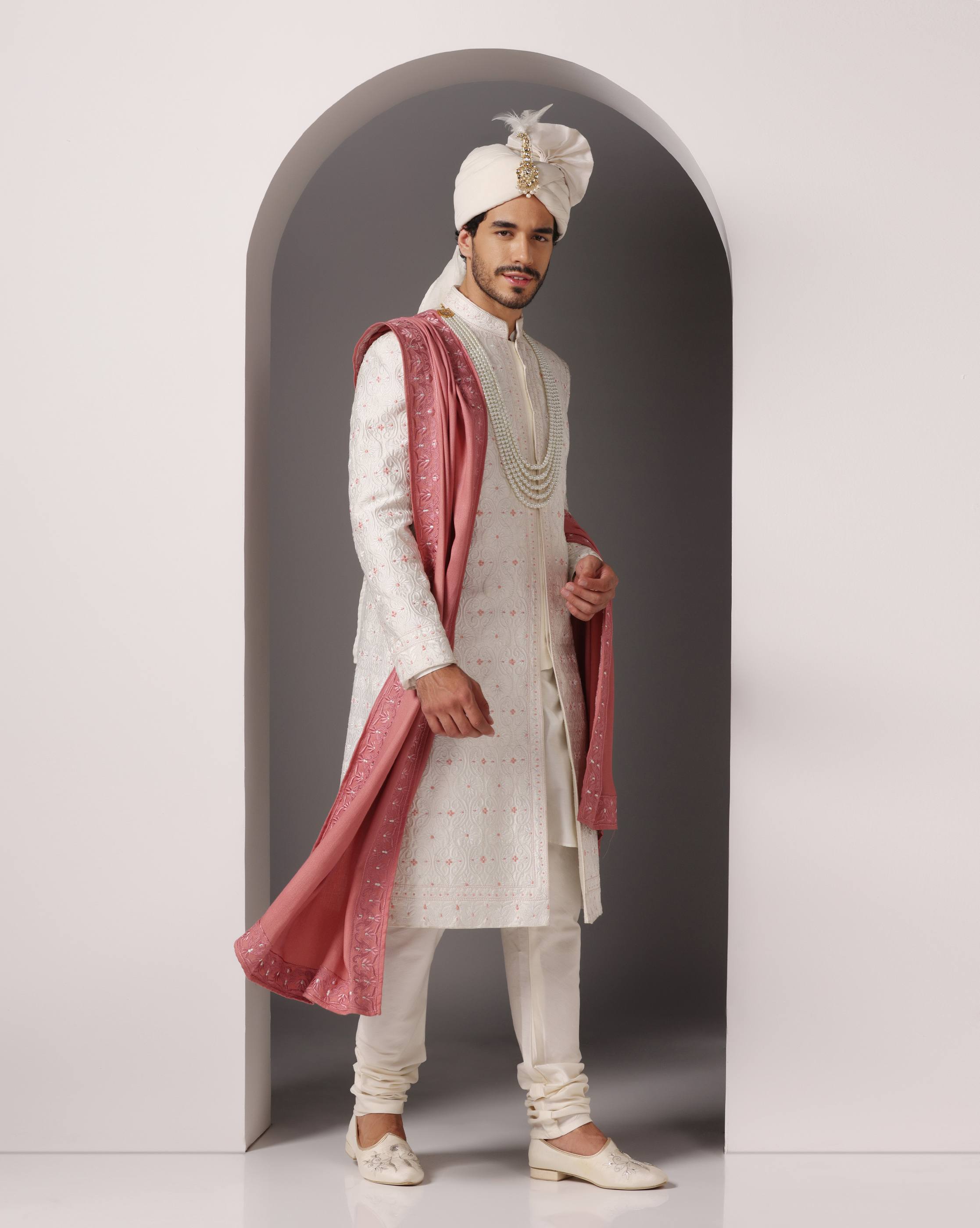 Timeless Ivory Thread Embroidery Sherwani Ensemble