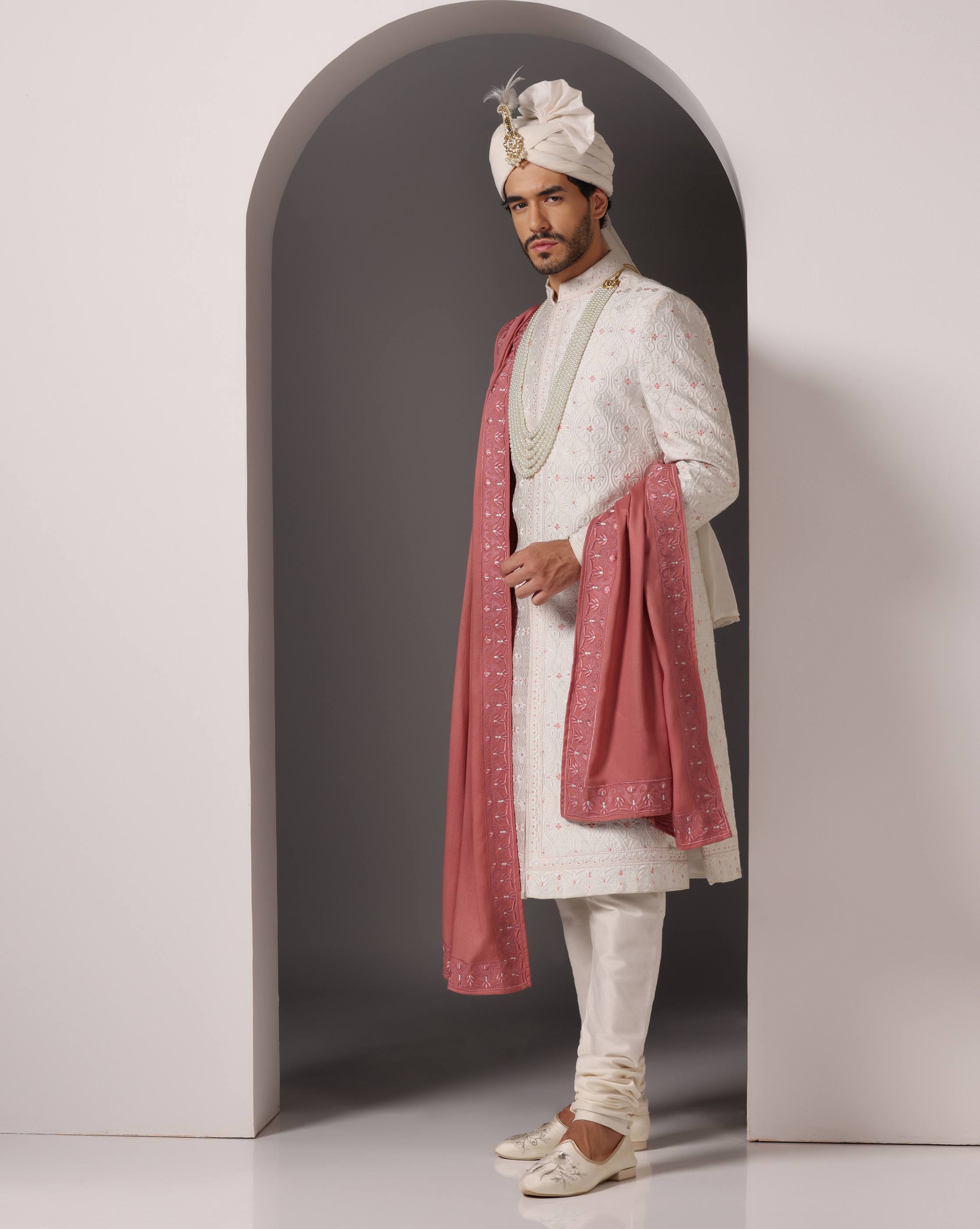 Timeless Ivory Thread Embroidery Sherwani Ensemble