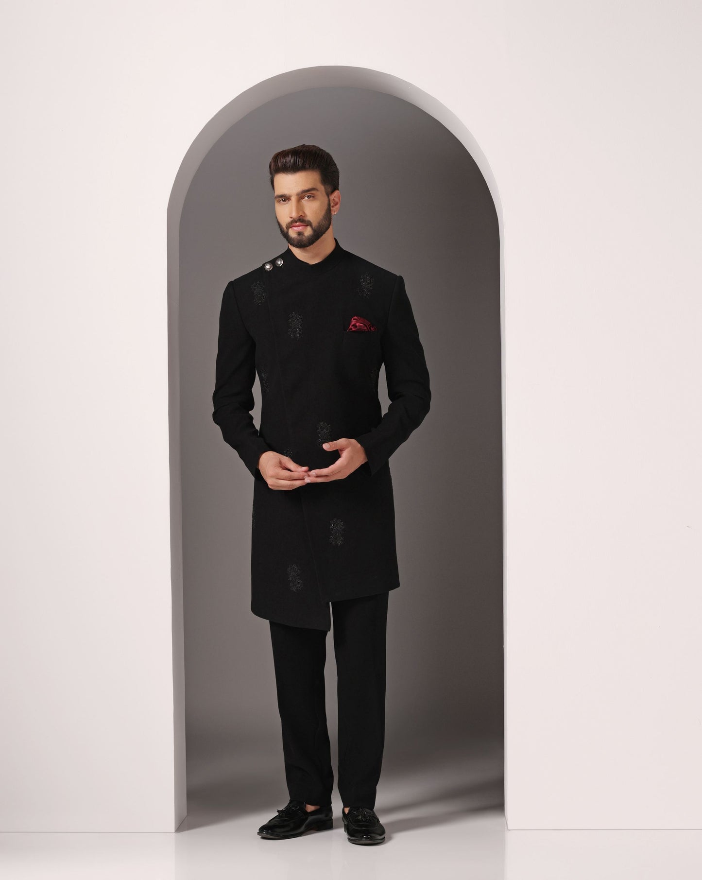 Noir Angrakha fusion Indo-Western black | Bhavya Bhasin Couture
