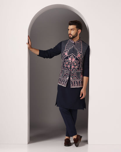 Blue Elegance Nehru Jacket Ensemble
