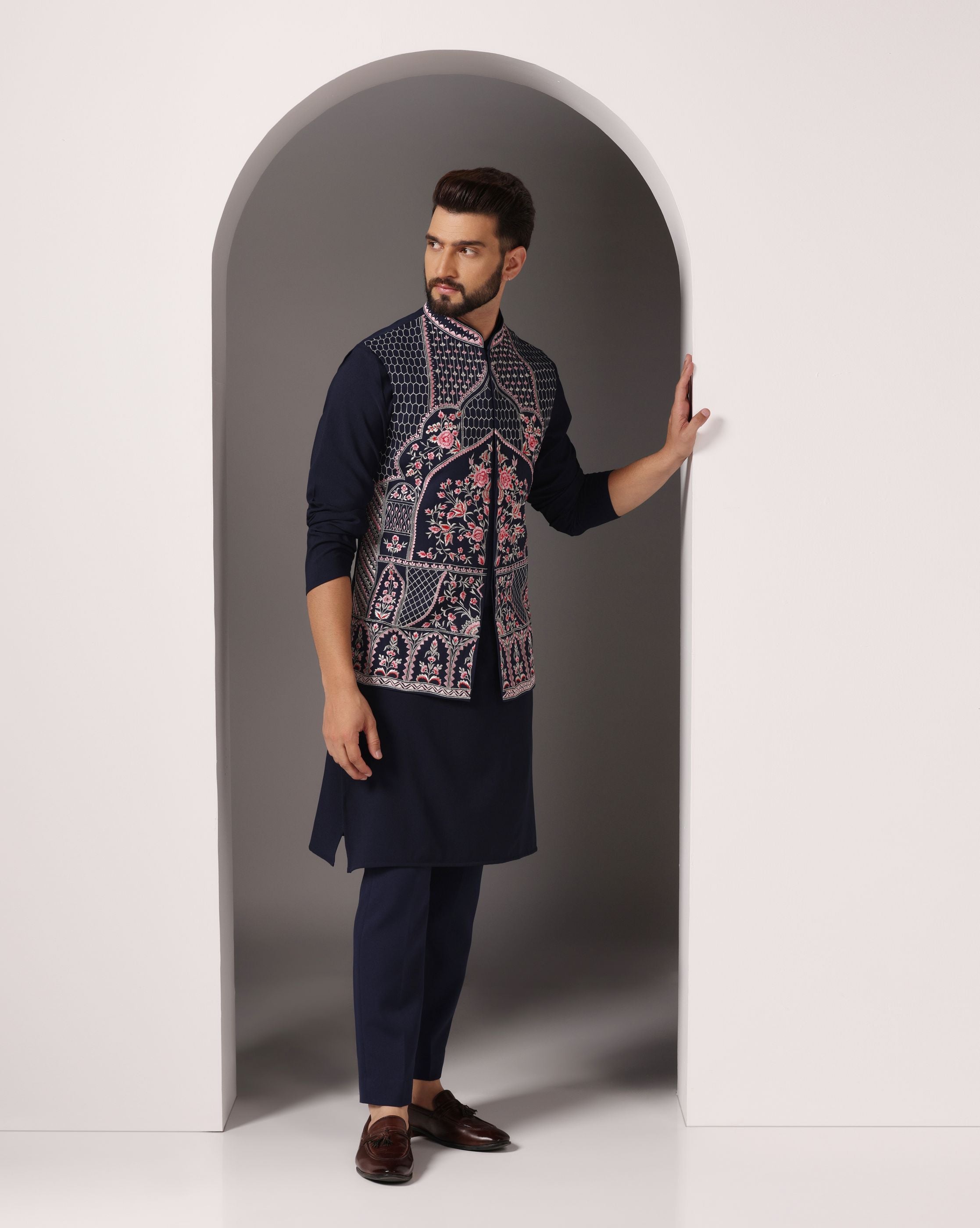 Blue Elegance Nehru Jacket Ensemble