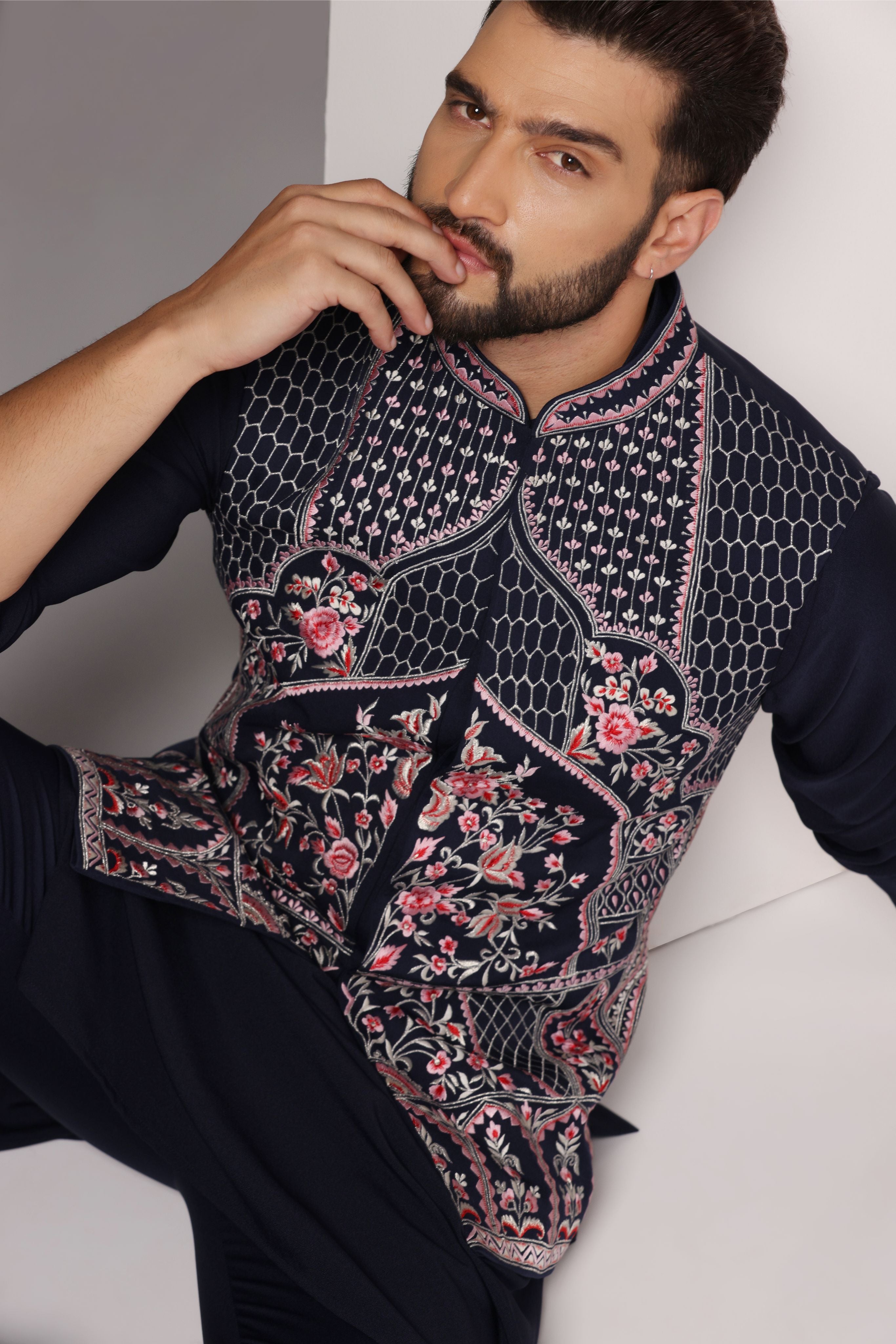 Blue Elegance Nehru Jacket Ensemble