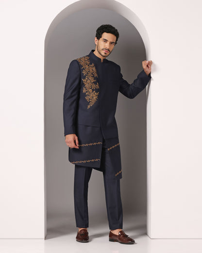 Twilight Angrakha kurta Indian heritage menswear | Bhavya Bhasin Couture