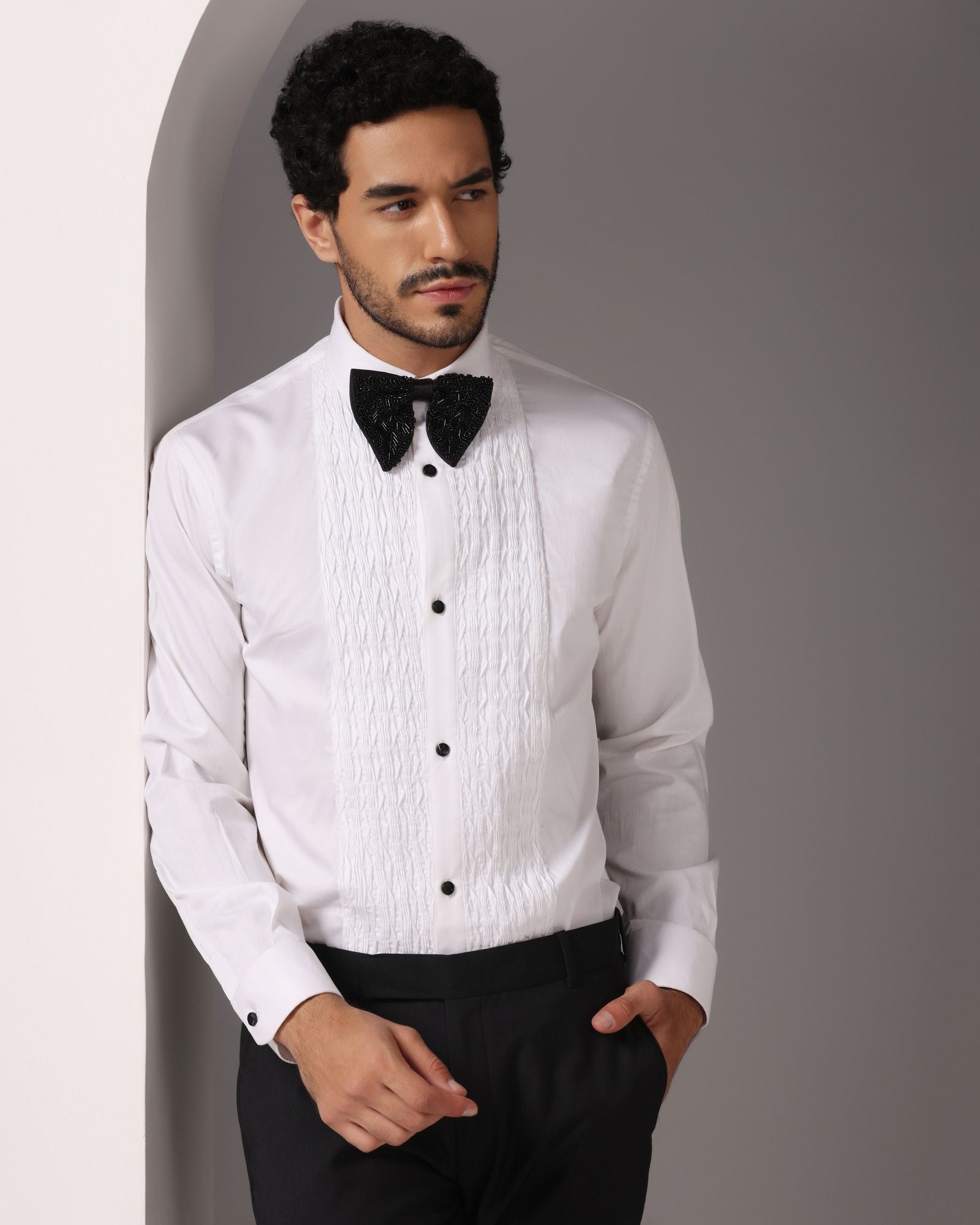 Classic White: Tuxedo Pintuck Shirt