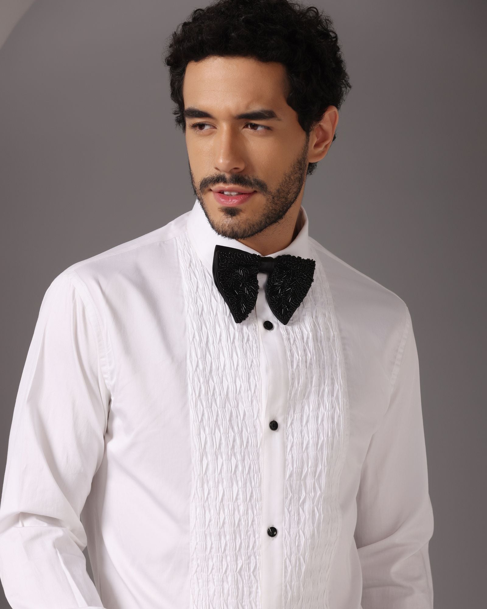 Classic White: Tuxedo Pintuck Shirt