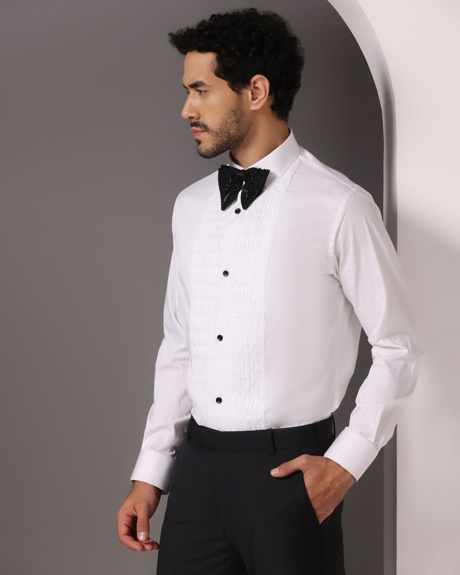 Classic White: Tuxedo Pintuck Shirt