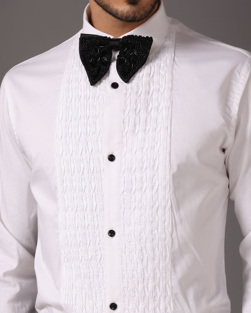 Classic White: Tuxedo Pintuck Shirt