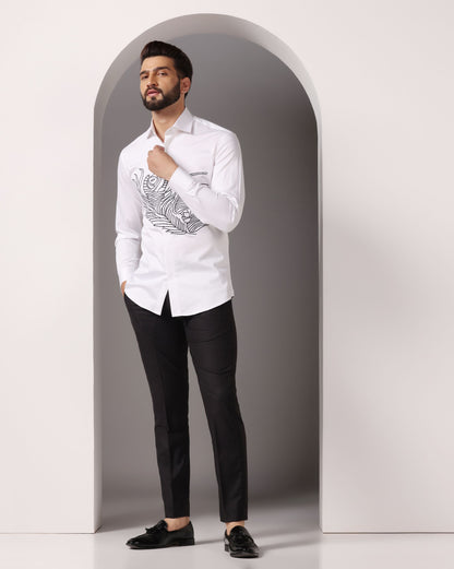 White abstract elegance designer shirt | Bhavya Bhasin Couture
