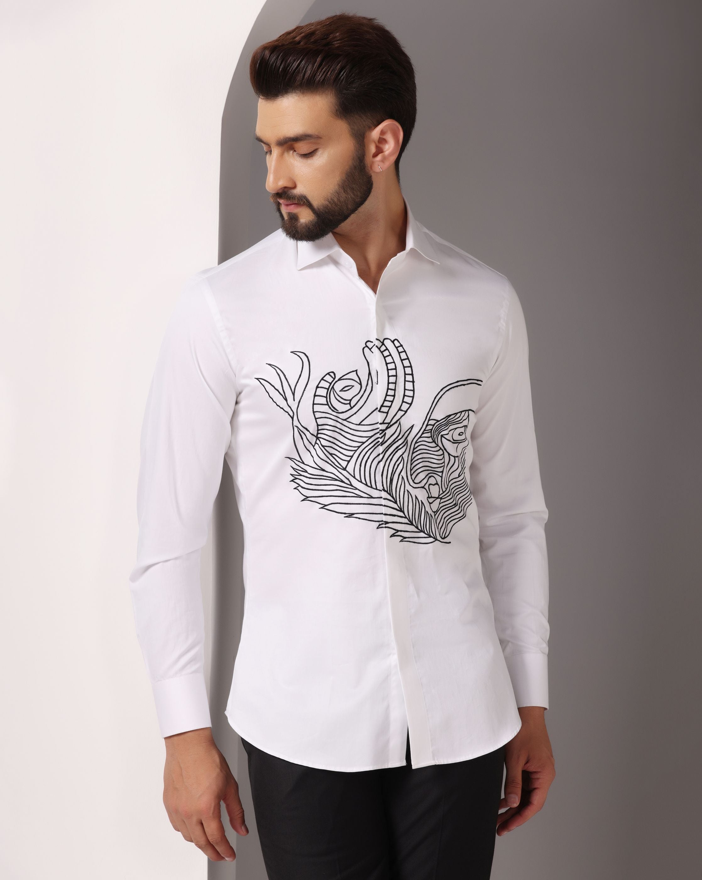 Abstract Elegance White Shirt