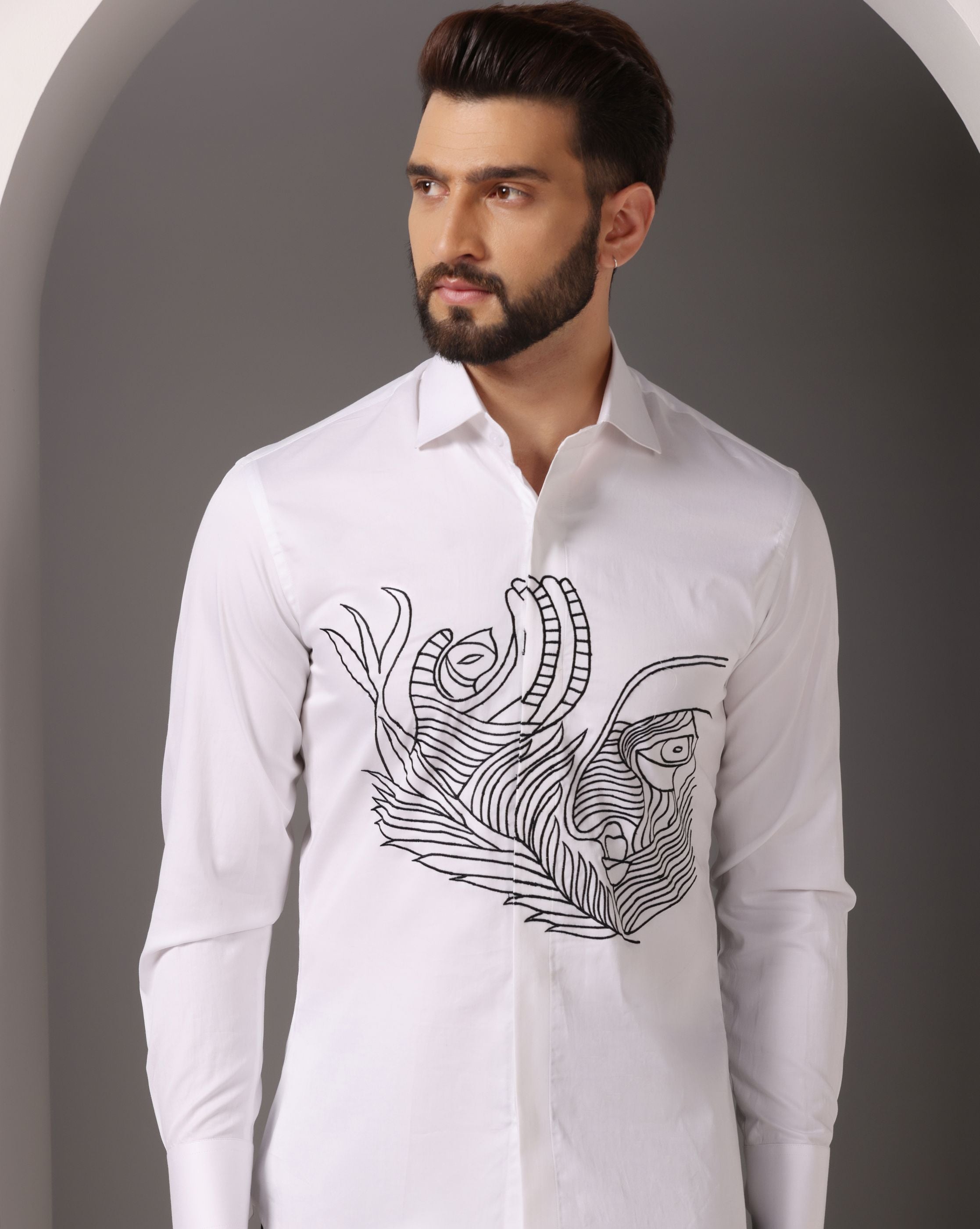 Abstract Elegance White Shirt