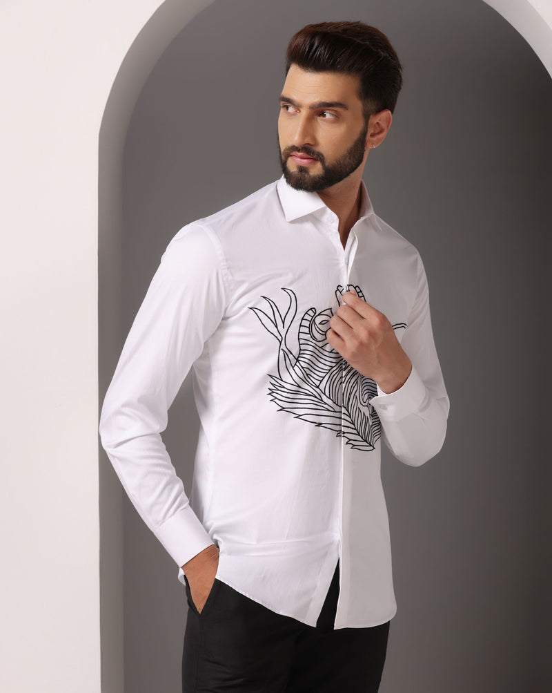 Abstract Elegance White Shirt