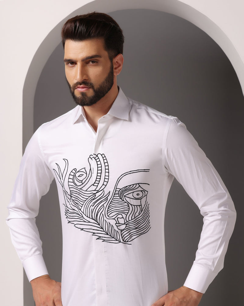 Abstract Elegance White Shirt