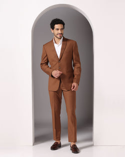 Elevated Classic: Brown Suit with Subtle Pintuck Detailing