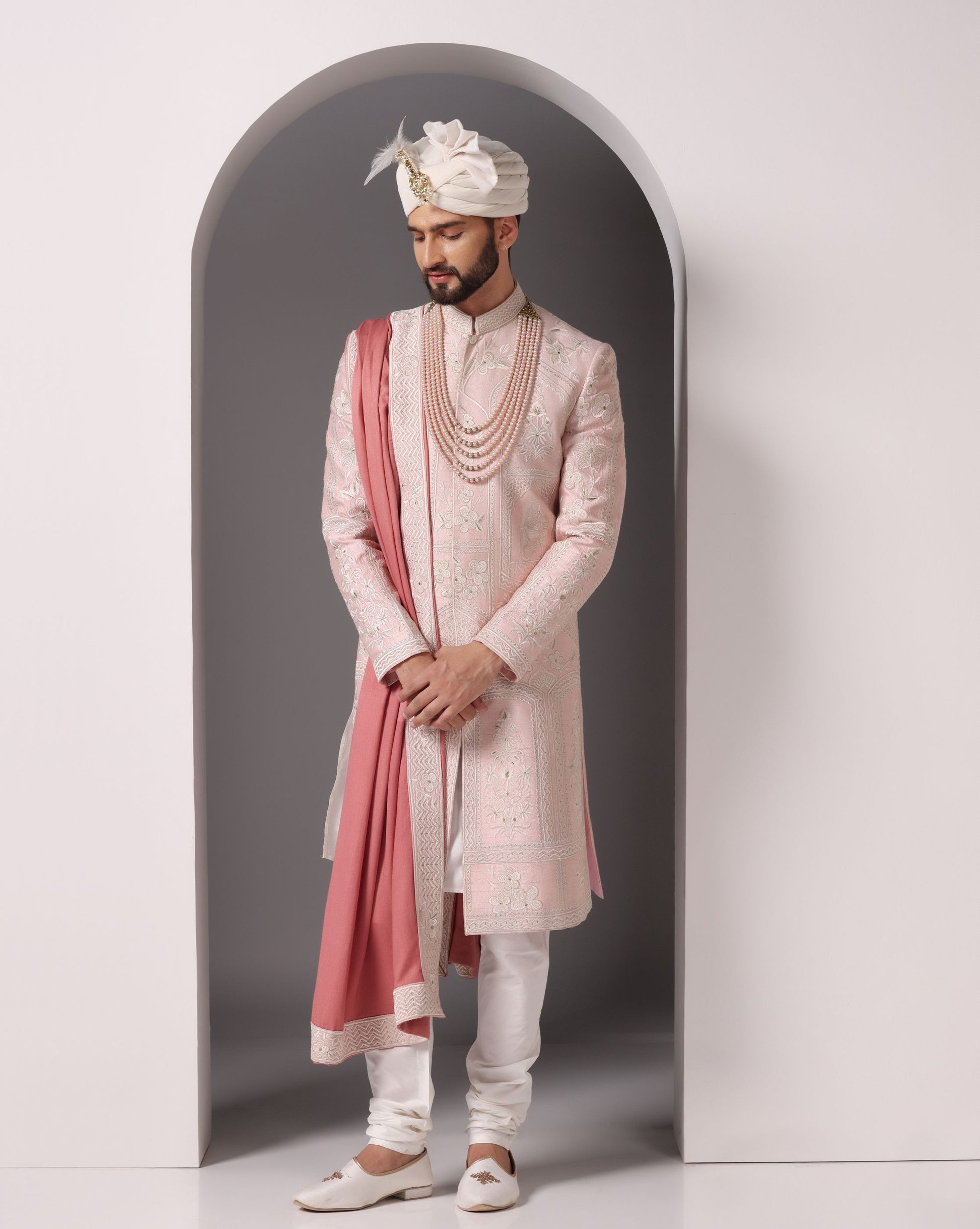 Blush pink elegance groom sherwani | Bhavya Bhasin Couture