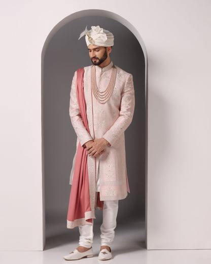 Blush pink elegance groom sherwani | Bhavya Bhasin Couture