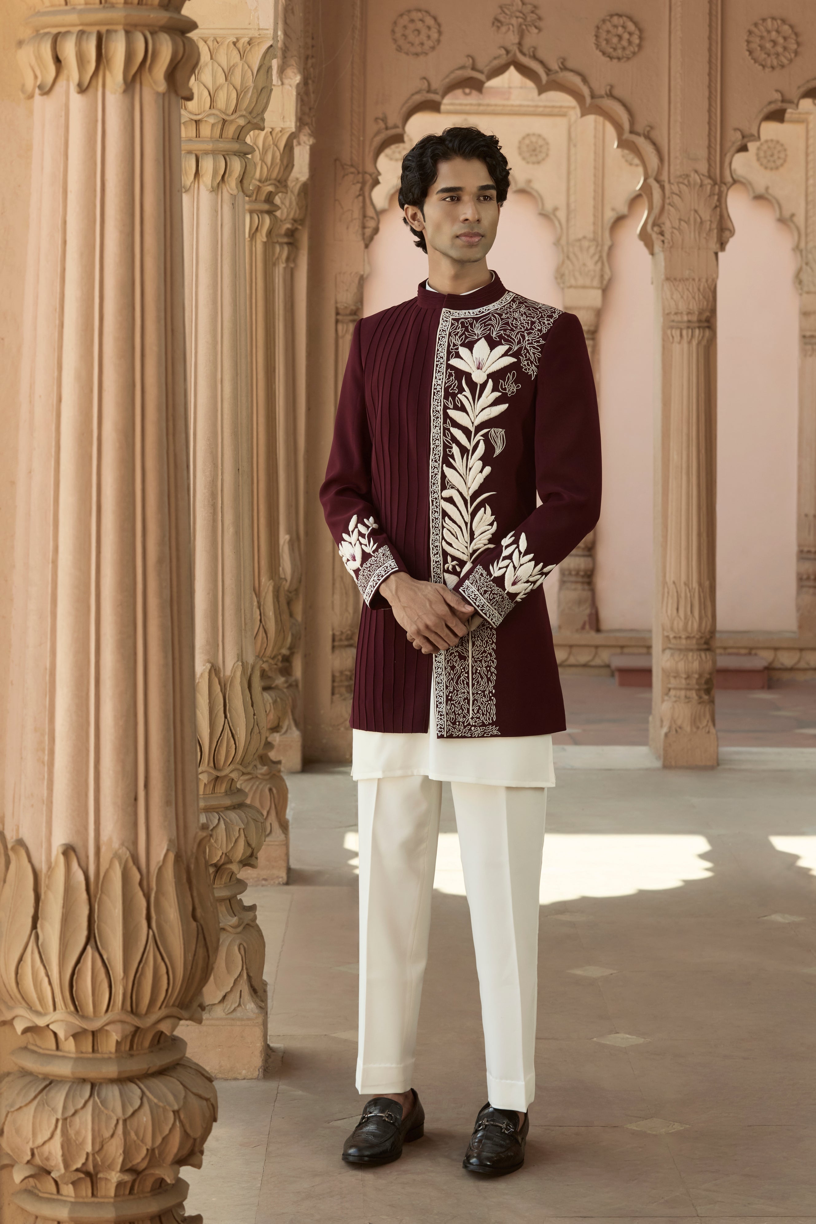 Raas “Gati Rekha” Maroon Indo-Western