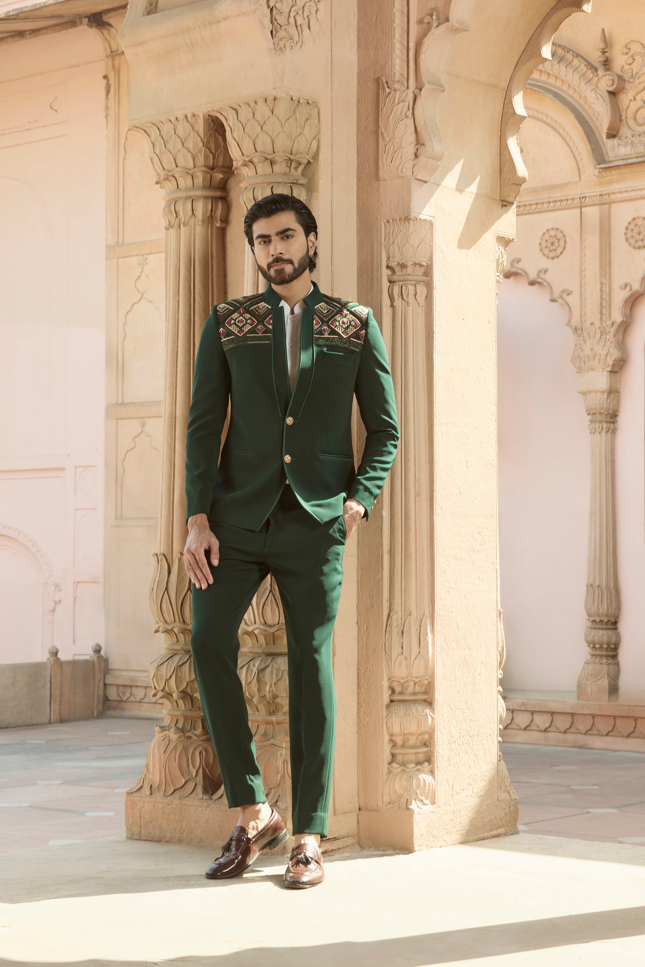 Raas “Hari Rang Manthan” Green Bandhgala