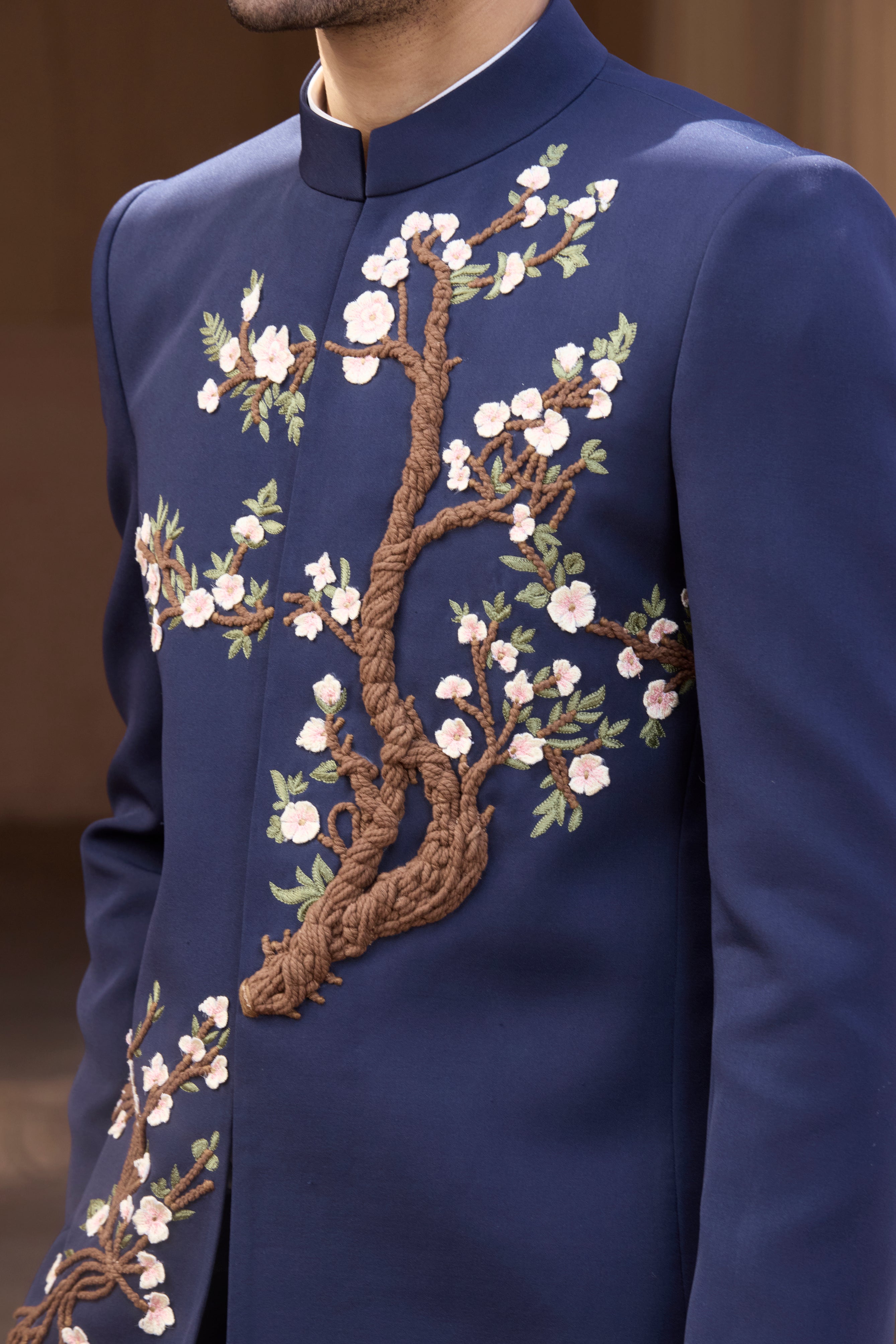 Raas “Vruksh Leher” Navy Blossom Bandhgala