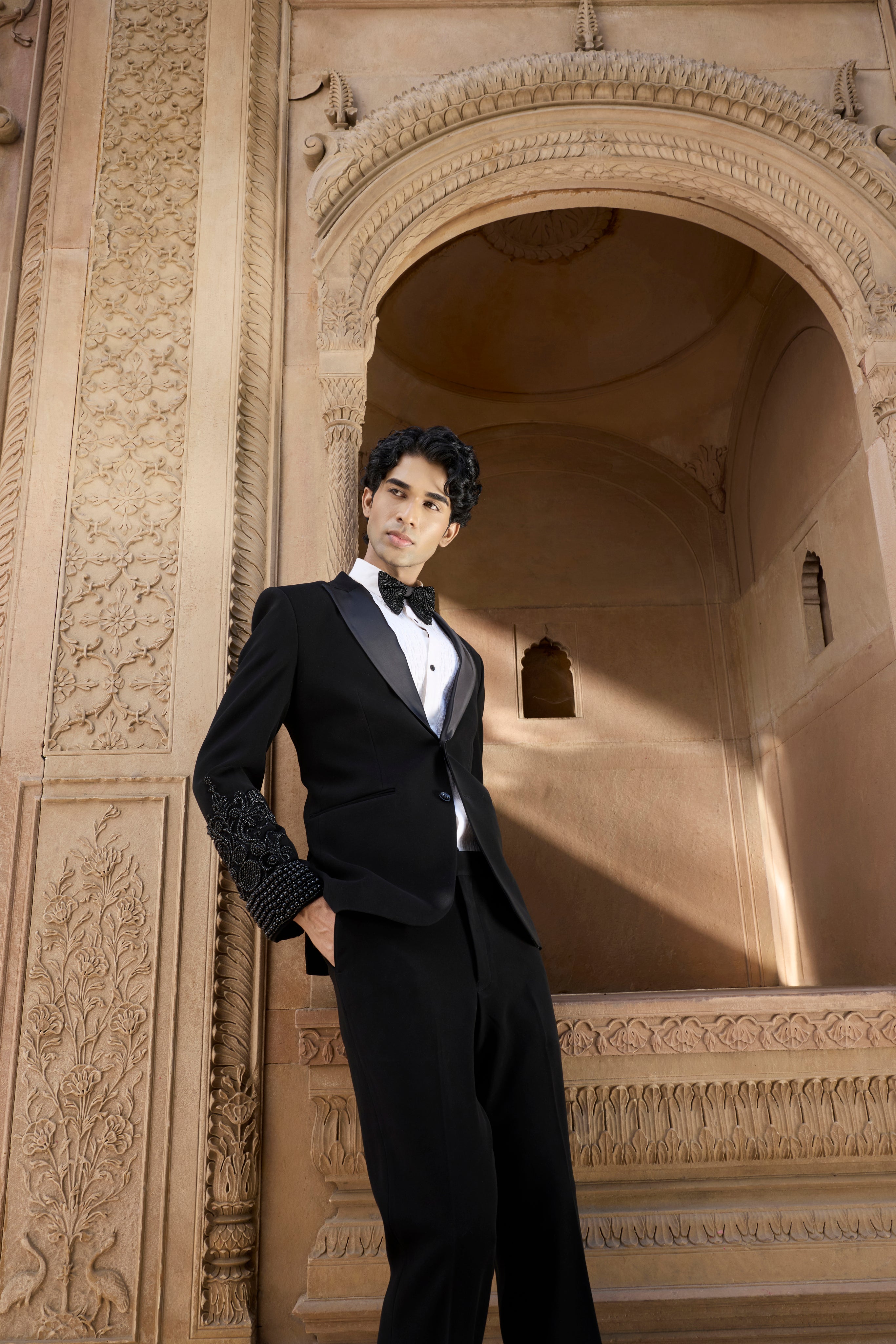 Raas “Shyam Kalā” Noir Beaded Cuff Tuxedo