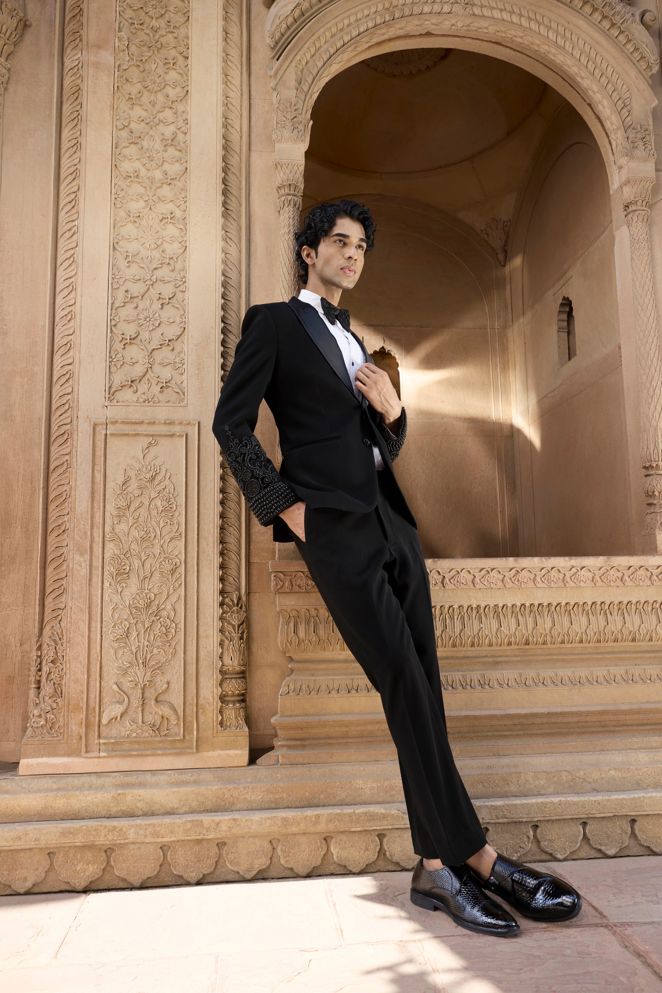 Raas “Shyam Kalā” Noir Beaded Cuff Tuxedo