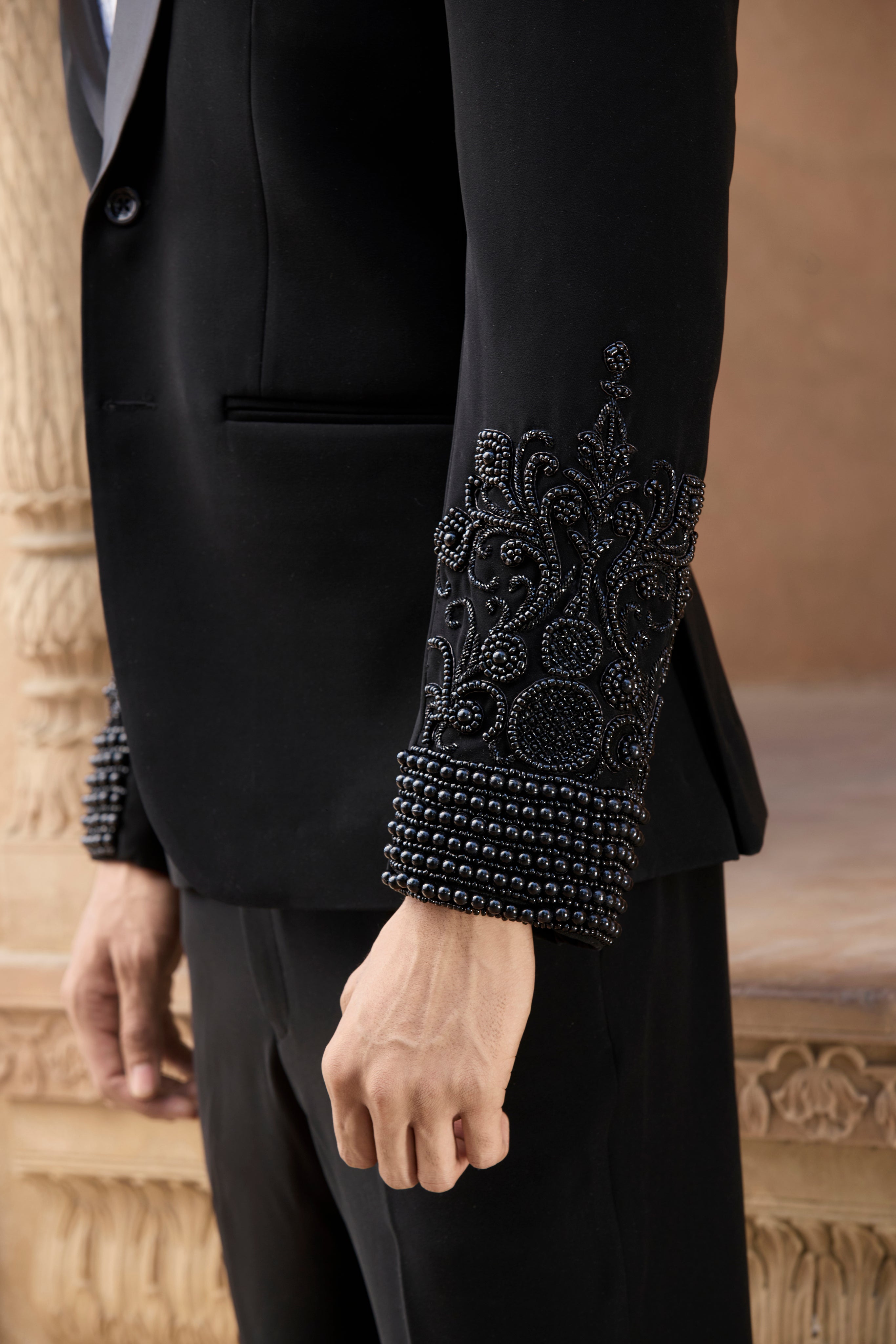 Raas “Shyam Kalā” Noir Beaded Cuff Tuxedo