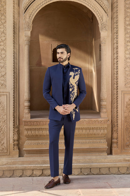 Raas Garud Gati navy open Indo-Western | Bhavya Bhasin Couture