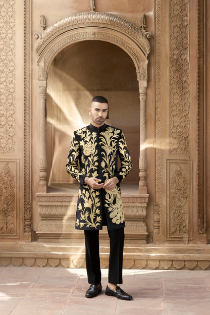 Raas Tandav Noor black velvet Indo-Western | Bhavya Bhasin Couture