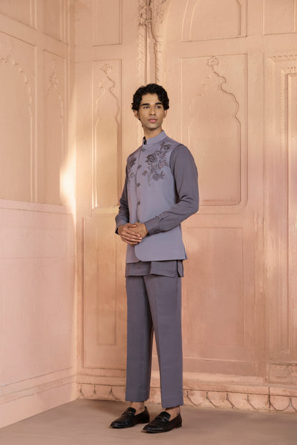 Raas ShyamDhara Pushp black kurta jacket set | Bhavya Bhasin Couture
