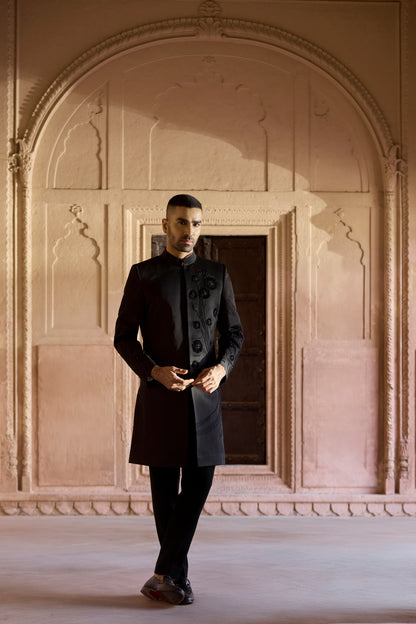 Raas Krishna-Shyam Pravah black Indo-Western | Bhavya Bhasin Couture