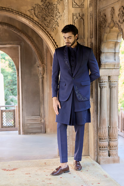 Raas Anant Gati navy layered Indo-Western | Bhavya Bhasin Couture
