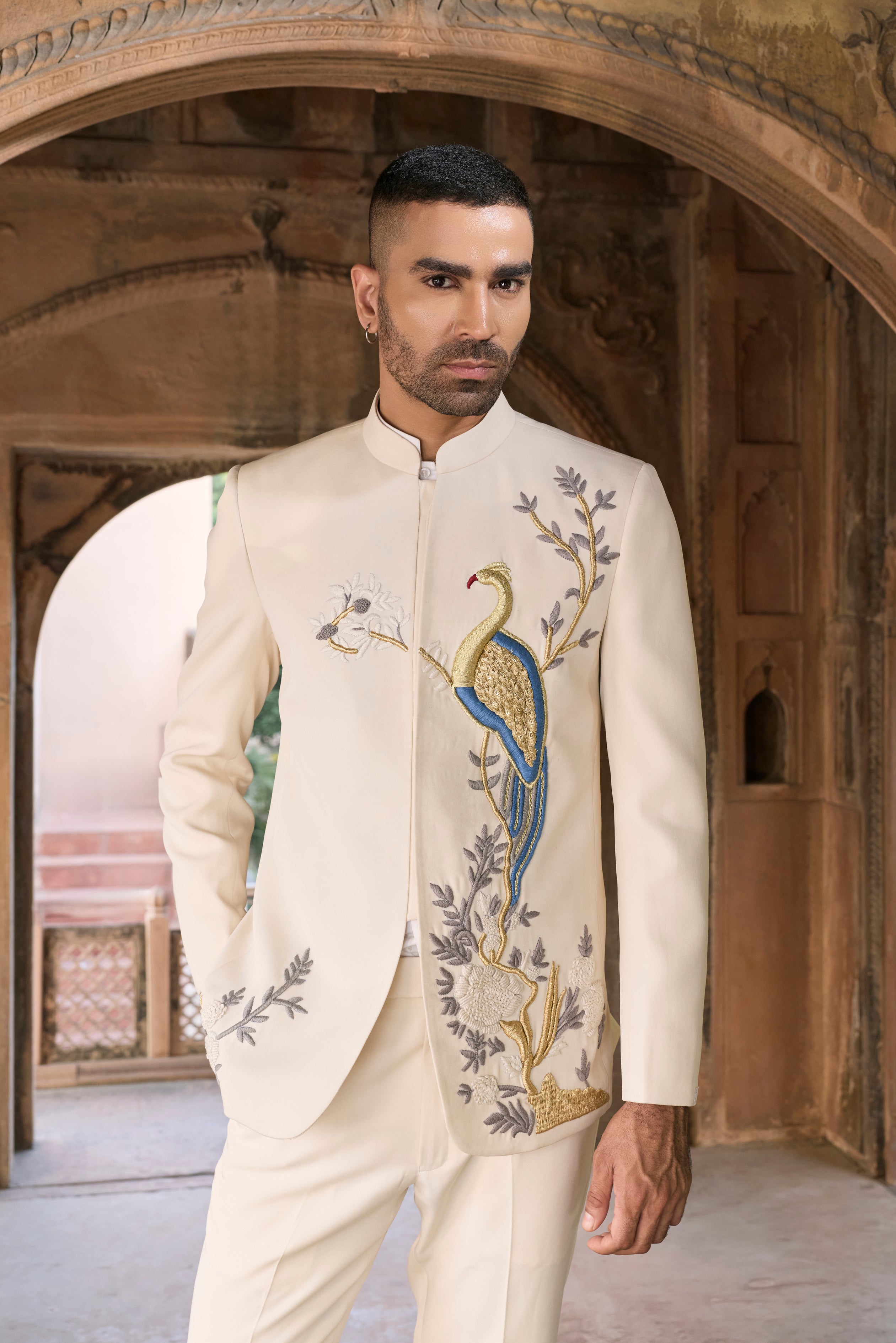 Raas “Ivory Mayura Royale” 3D Bandhgala