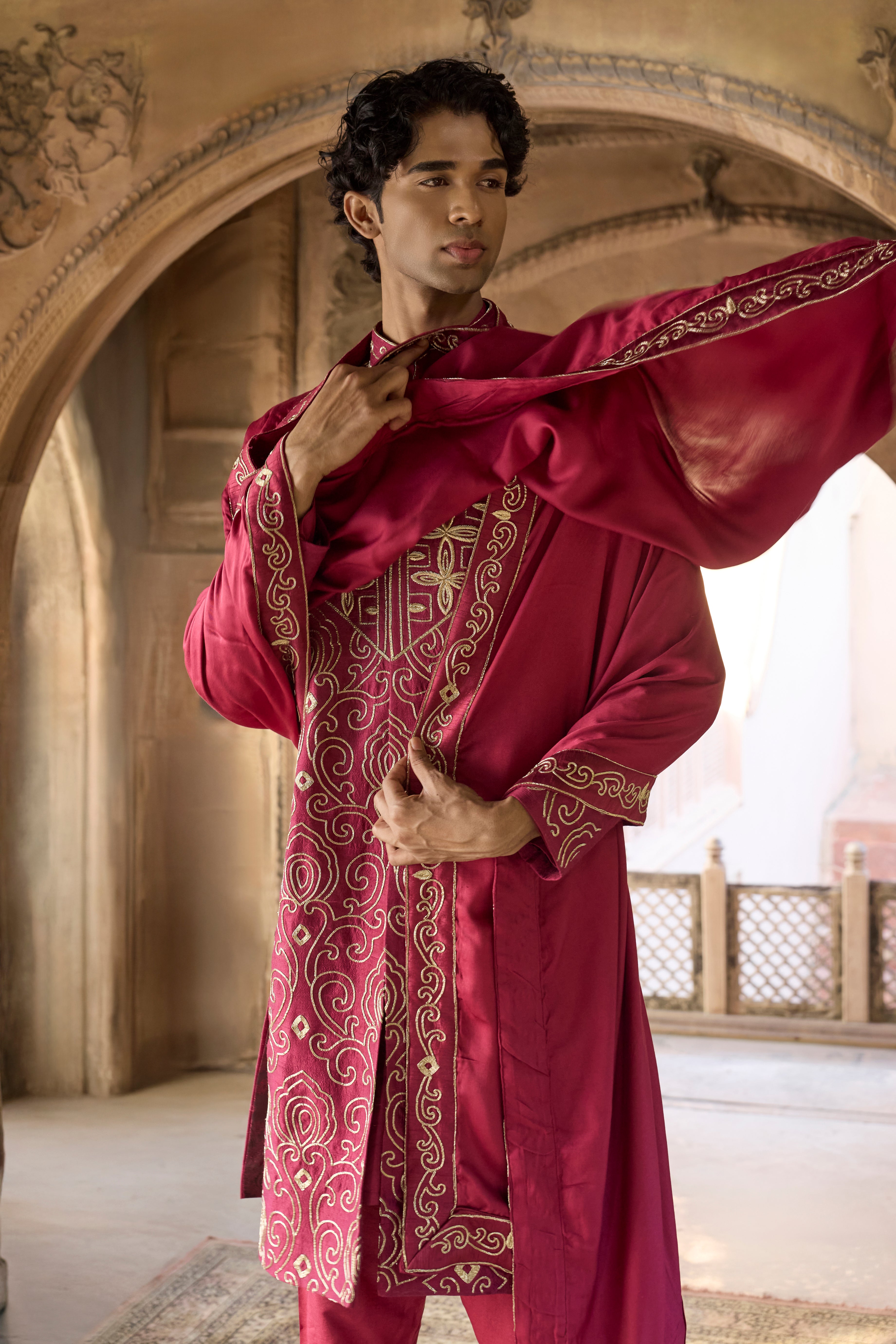 Raas “Veer Ras” Wine Sherwani