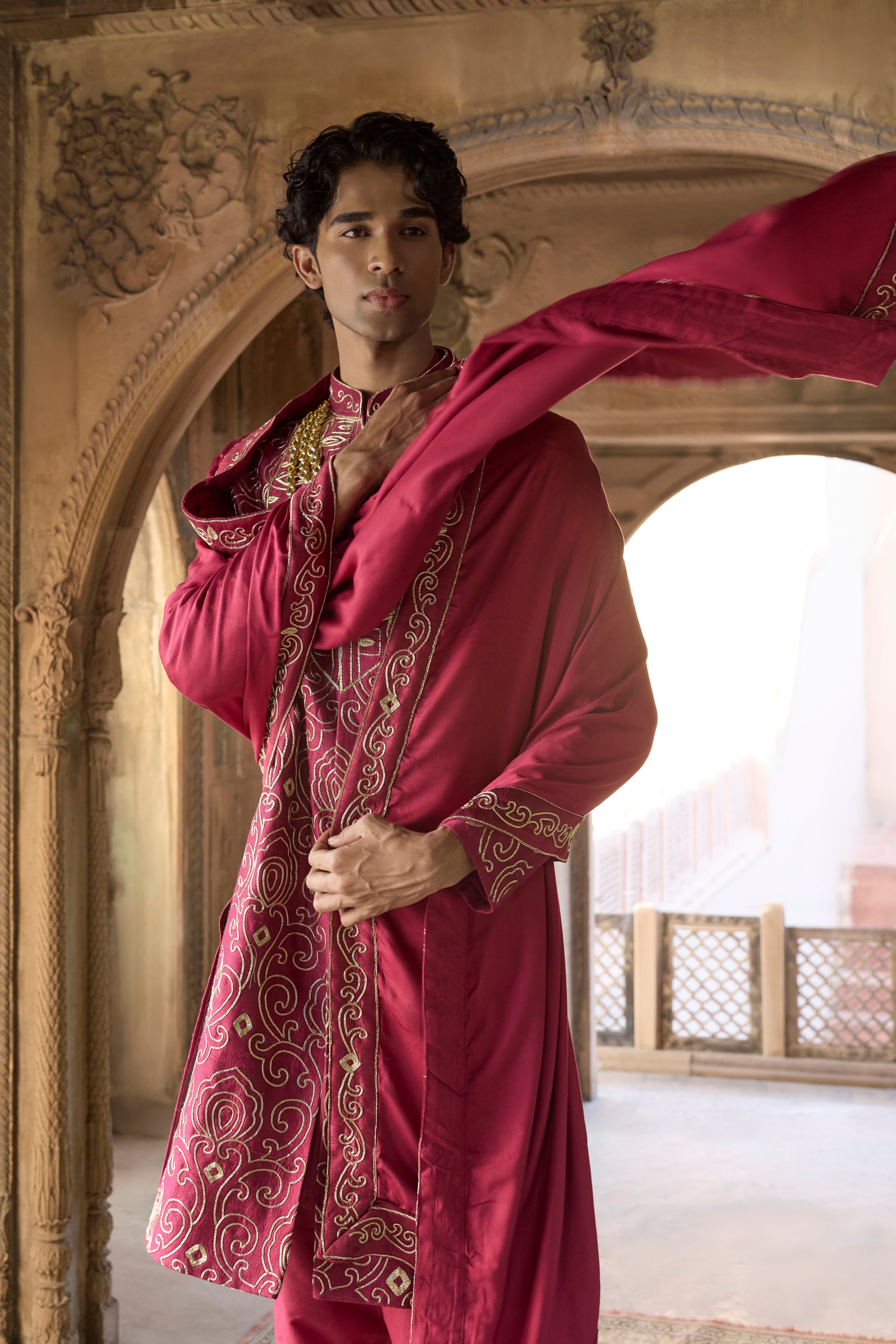 Raas “Veer Ras” Wine Sherwani