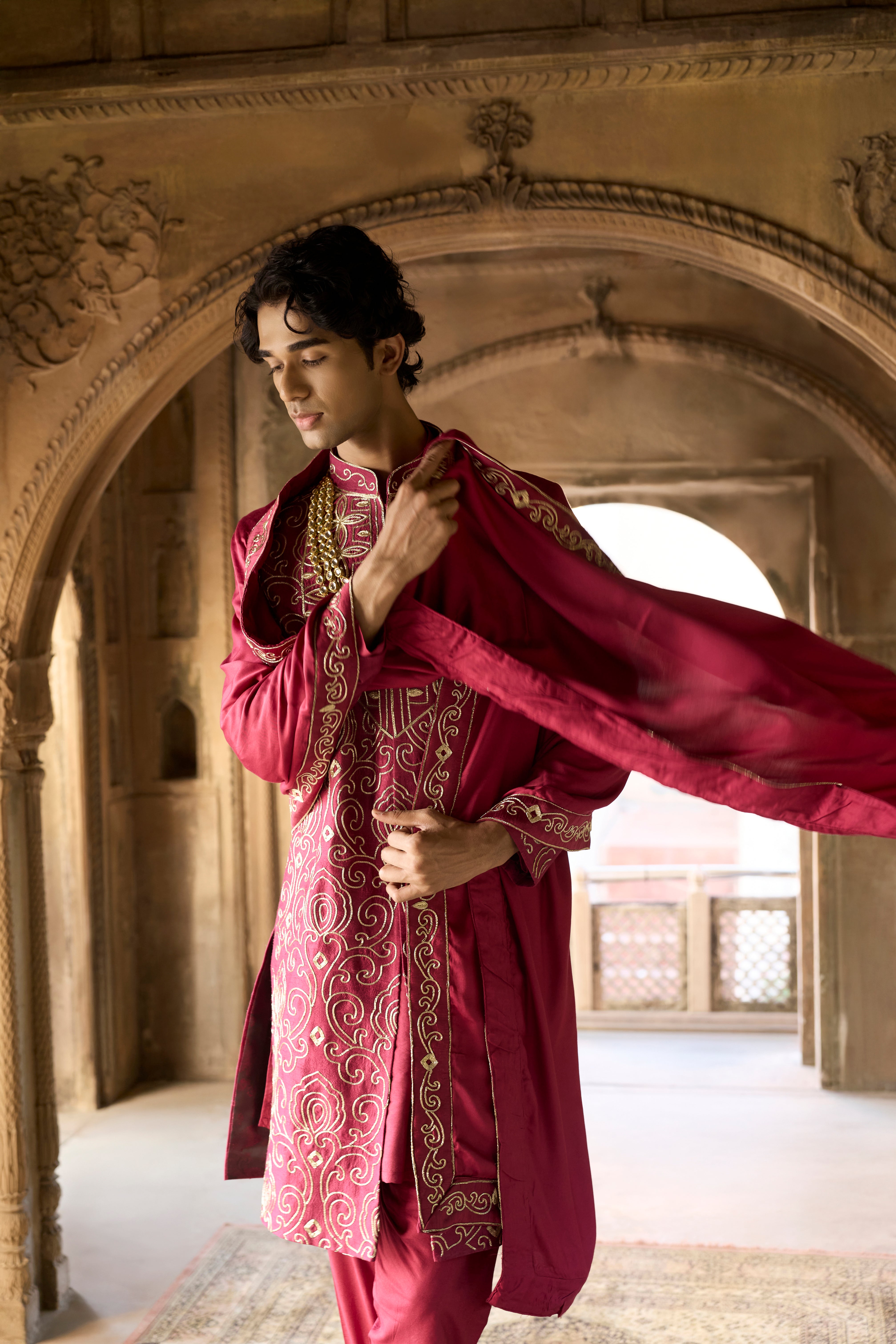 Raas “Veer Ras” Wine Sherwani