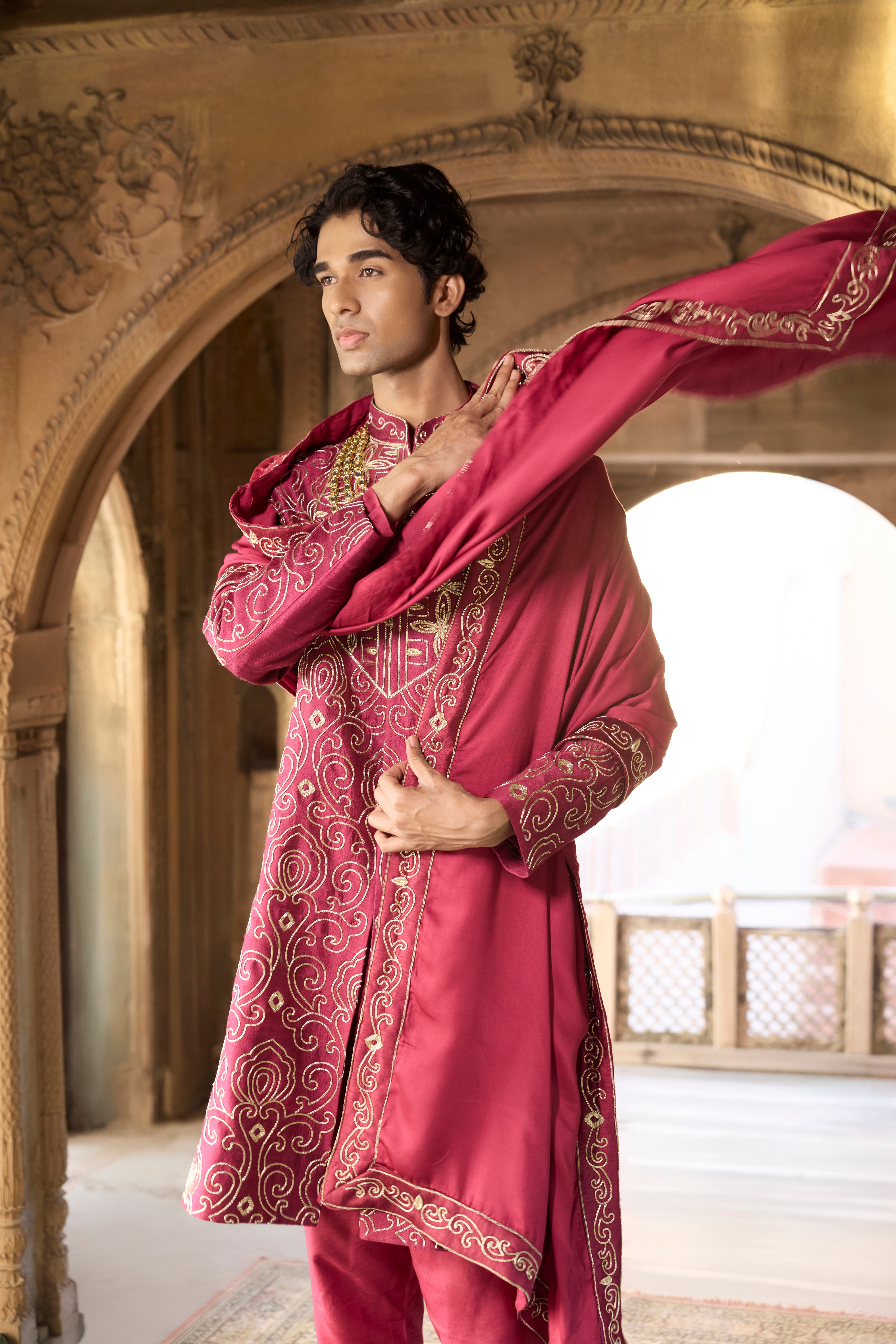Raas “Veer Ras” Wine Sherwani