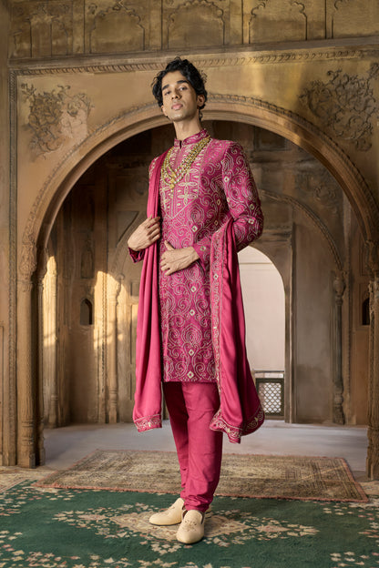 Raas Veer Ras wine groom sherwani signature collection | Bhavya Bhasin Couture