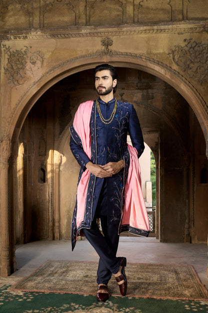 Raas Neel Tarang blue groom sherwani signature collection | Bhavya Bhasin Couture