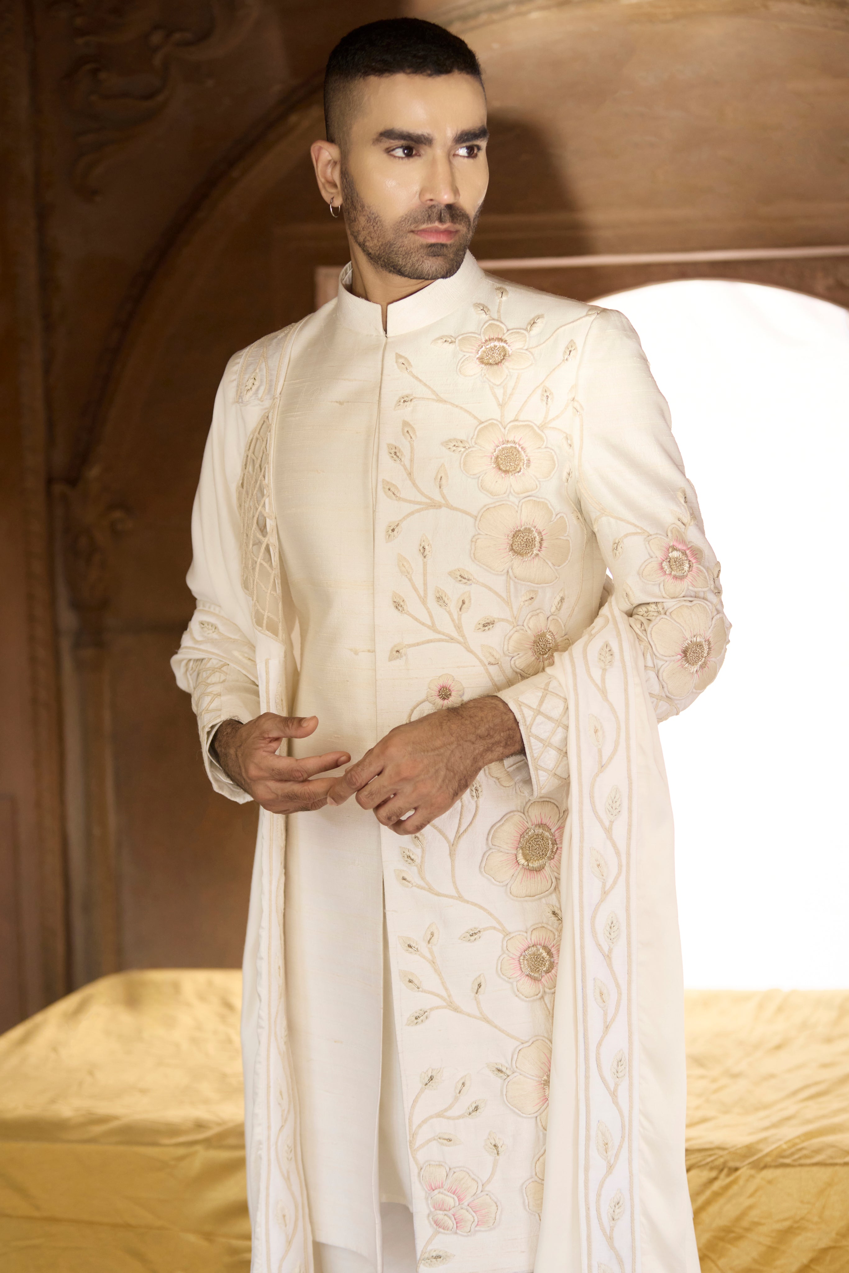 Raas “Divya Saumya” Ivory 3D Sherwani
