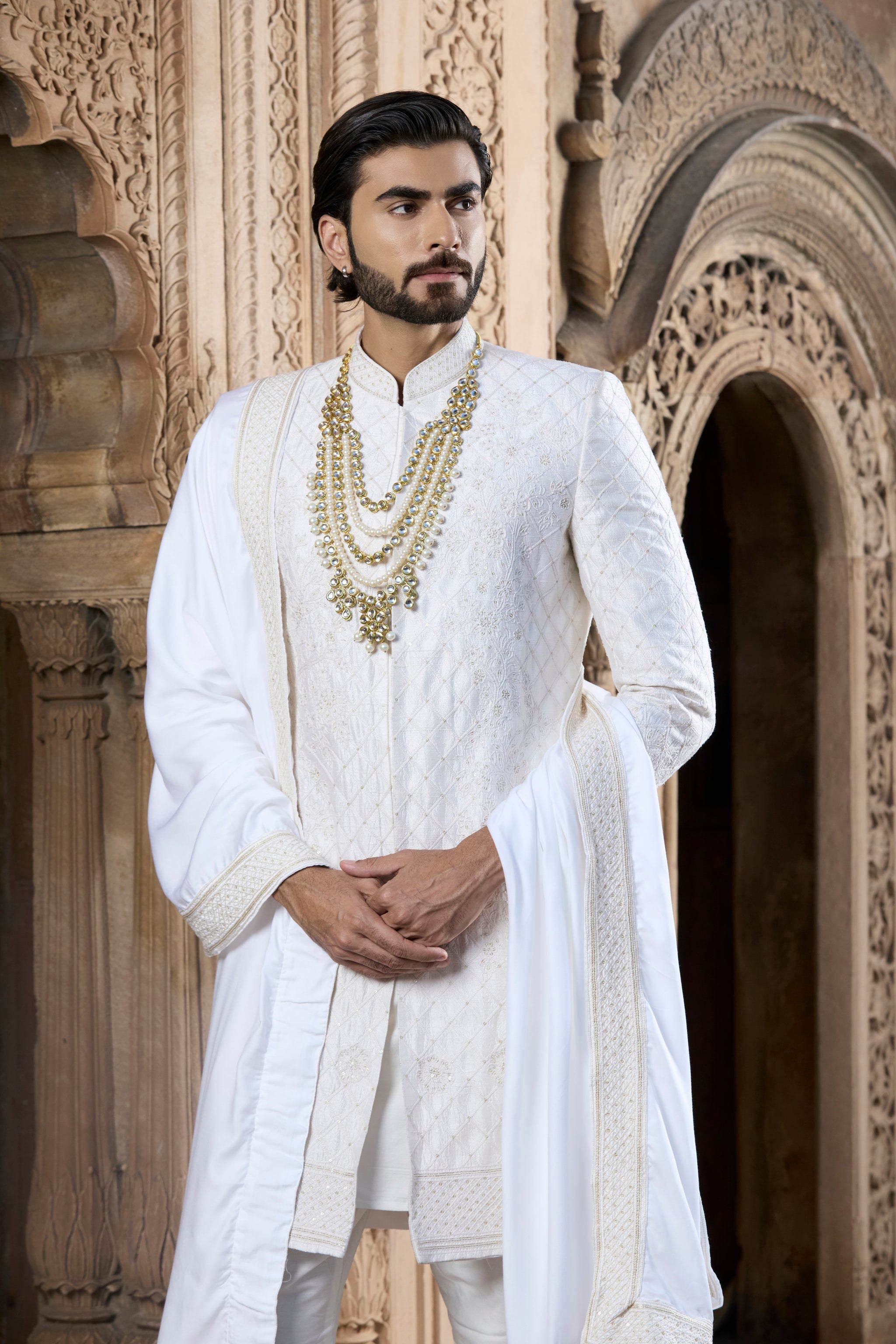 Raas “Shvet Nritya” Ivory Dori Sherwani