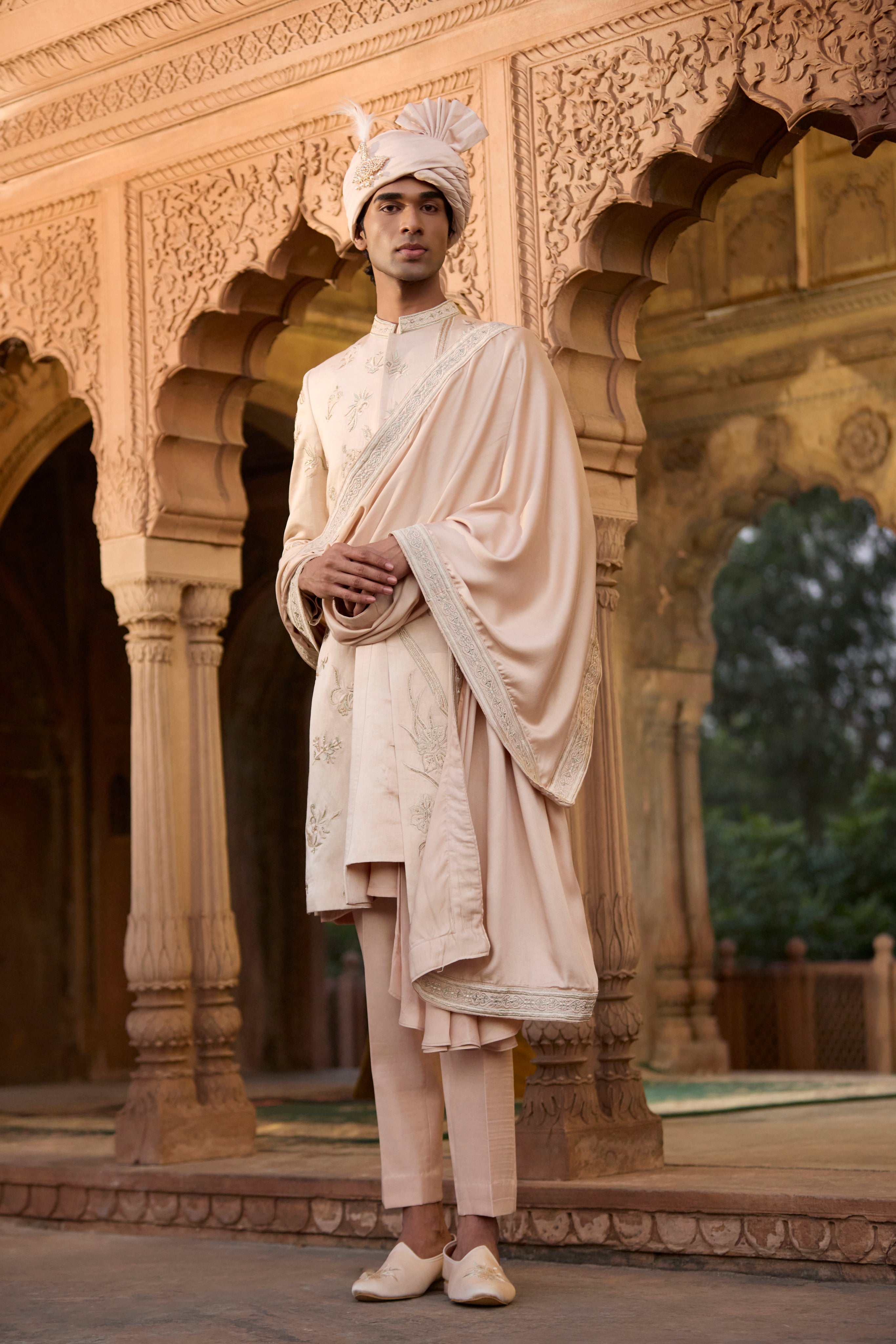 Raas “Komal Raga” Rose Gold Sherwani