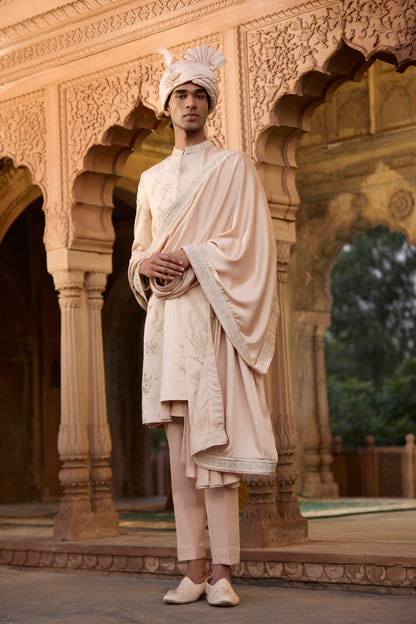 Raas “Komal Raga” Rose Gold Sherwani