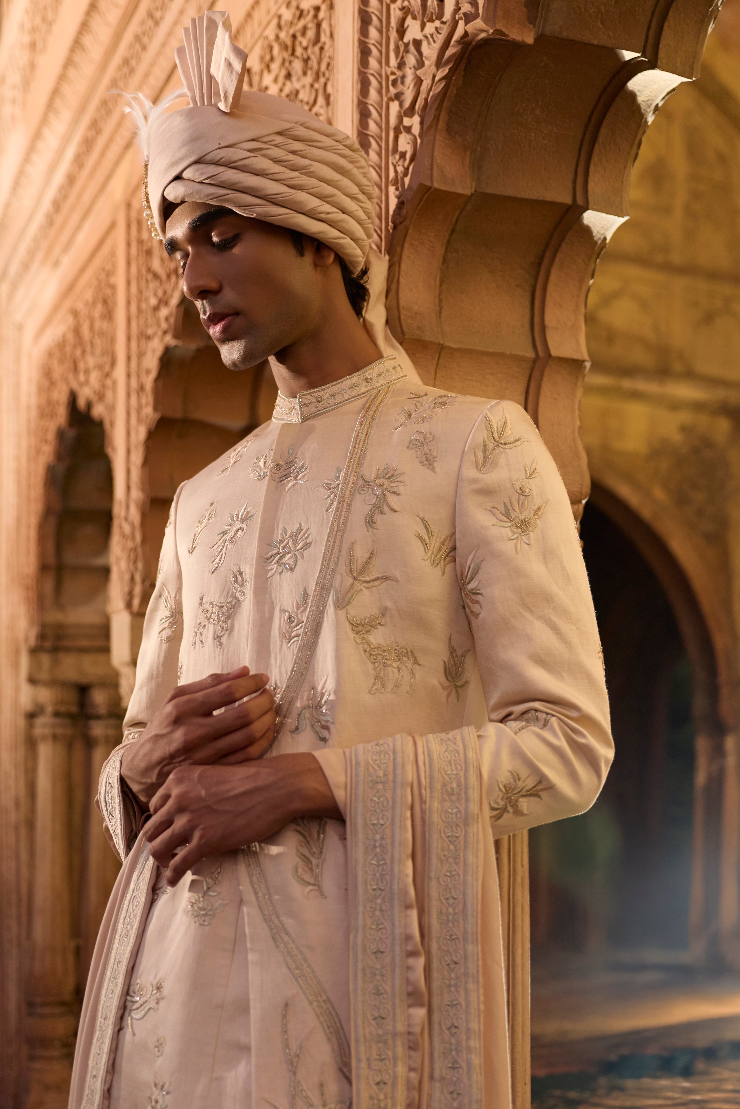 Raas “Komal Raga” Rose Gold Sherwani